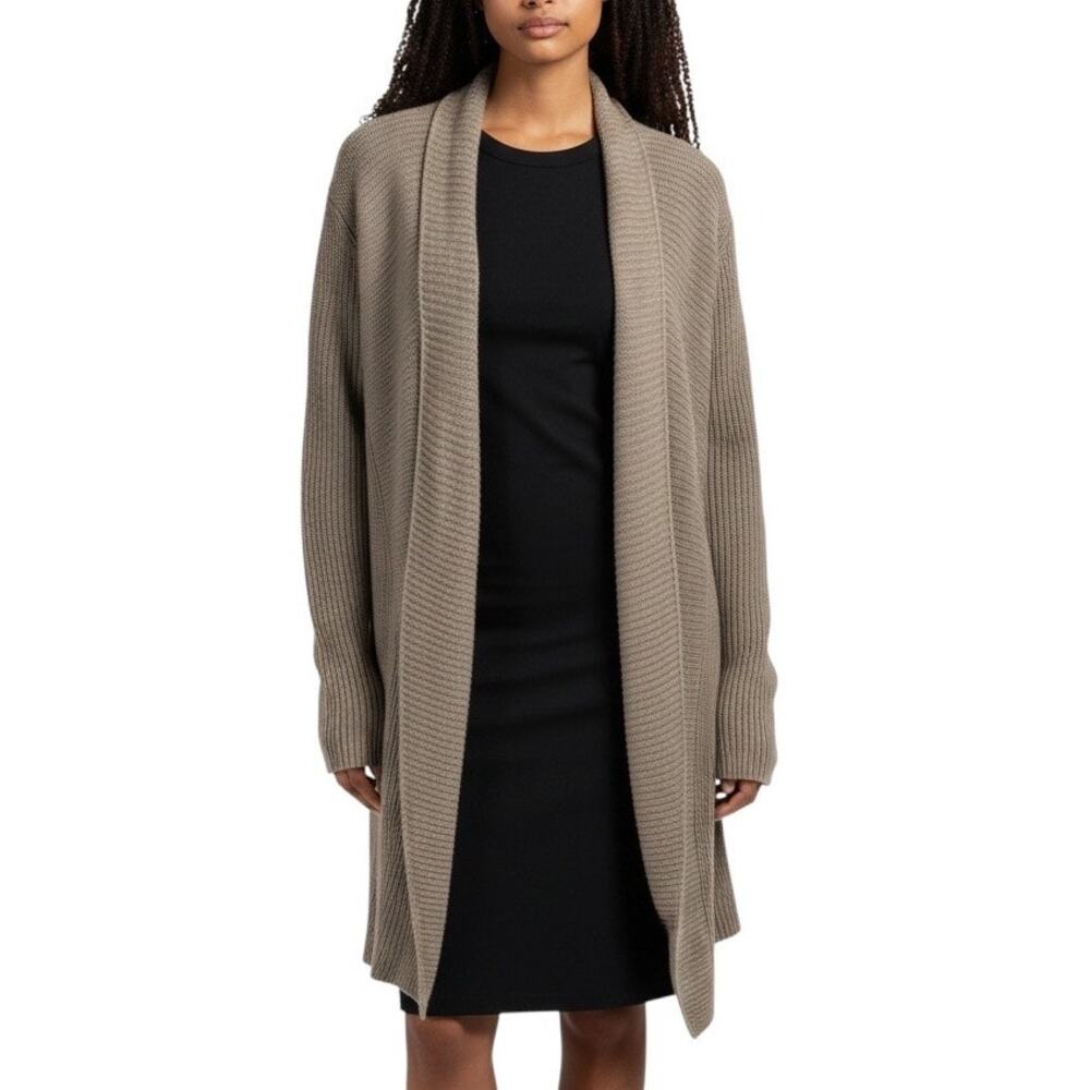 Eileen Fisher Tan Cashmere Merino Wool Duster Cardigan Sweater